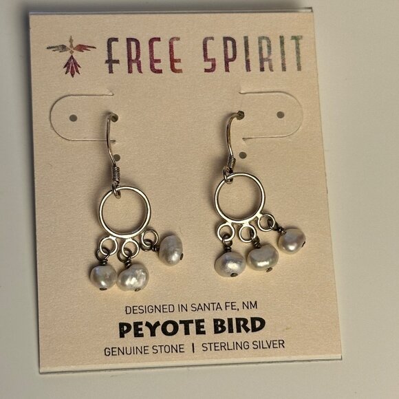 Peyote Bird Fresh Water Pearls Chandelier Hoops Sterling Silver Earrings Boho - Picture 8 of 9